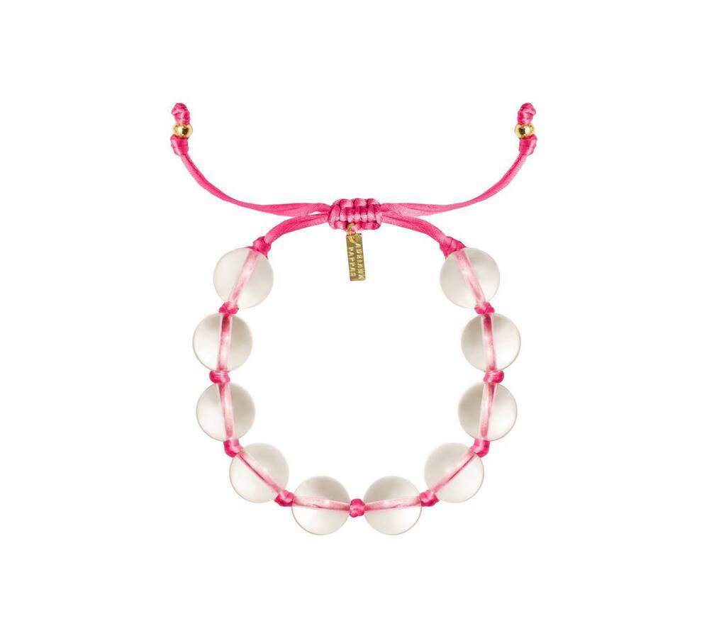 NEW ADRIANA PAPPAS women's glass bracelet on colored cord in hot pink